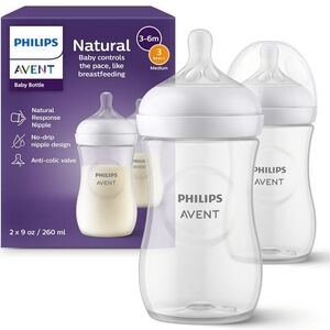 Philips Avent Natural Baby Bottles with Natural Response Nipples 2pk 9oz(Med) 3